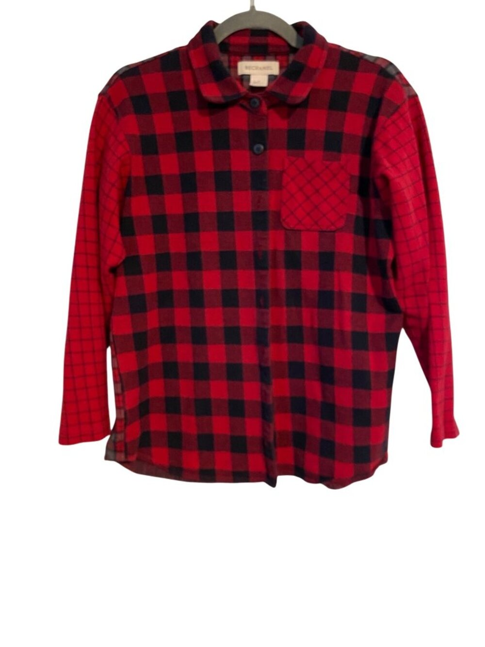 Bechamel Women's S Red Black Button Up Shirt Buffalo Plaid Flannel Casual Y2K